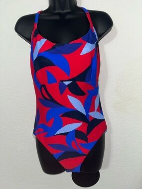 Seafolly Aloha DD Scoop Neck One-Piece Swimsuit Chili Red Abstract Leaf Print